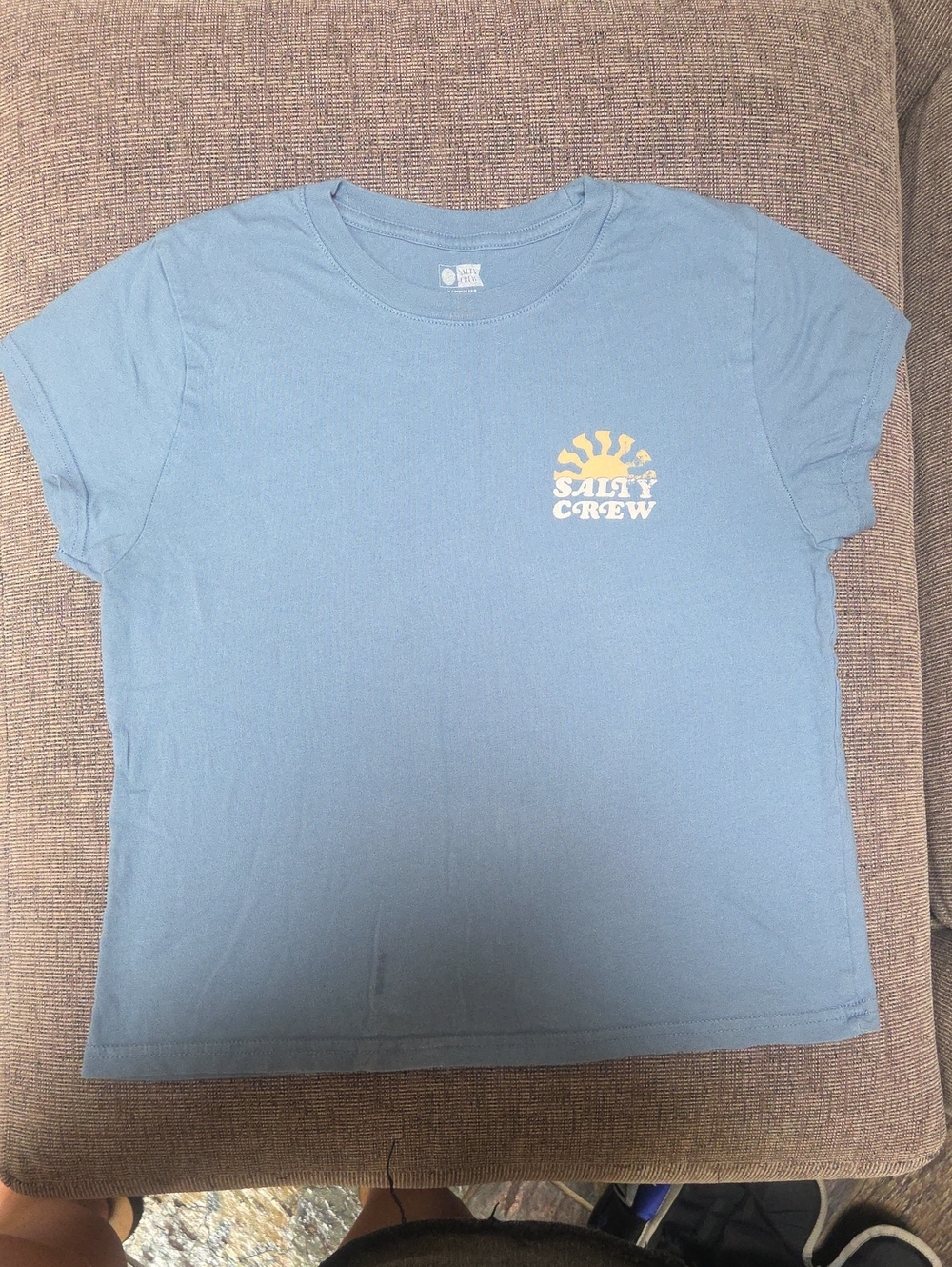 Salty Crew Women's Sky Blue Tee with Yellow Sun Logo